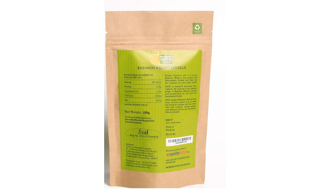 Bhookha Haathi Premium Kashmiri Walnut Kernels   Pack  100 grams